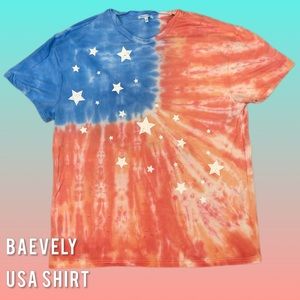 Baevely Usa Forth Of July America Stars and Stripes Tee Women's Large